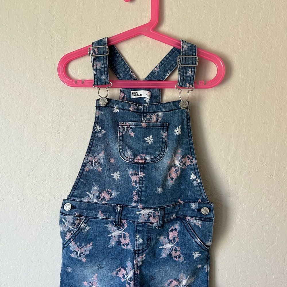 Epic Threads Floral Short Overalls